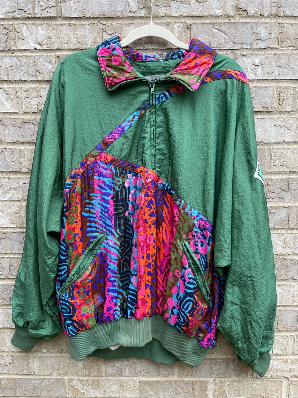 VTG Hotdogger Nylon Ski Pullover Windbreaker Jacket Abstract Multicolor - M